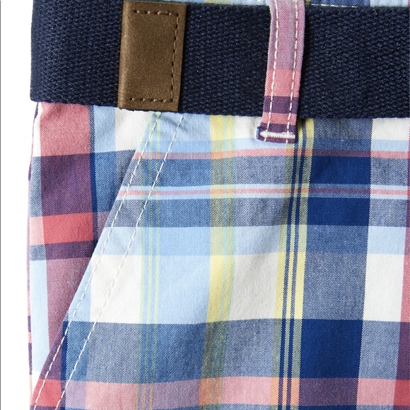 Boys Plaid Belted Chino Shorts - Country Club - Picture 4 of 5